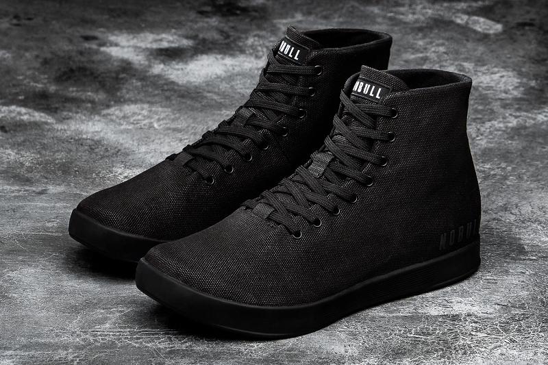 Black Nobull High-Top Canvas Men's Trainers | CA B1430E